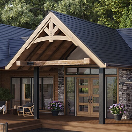 A house built with Timbersteel Premium Metal Roofing System shingles