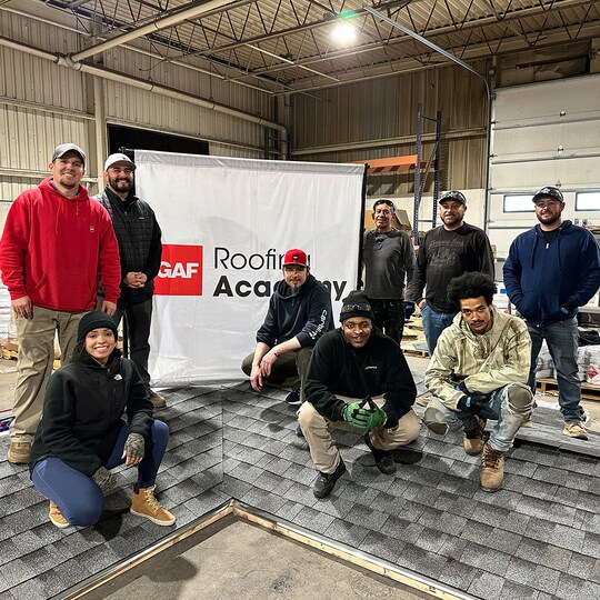 GAF Roofing Academy students learning to be roofers