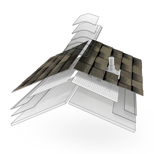 Illustrations of components in a roofing system.