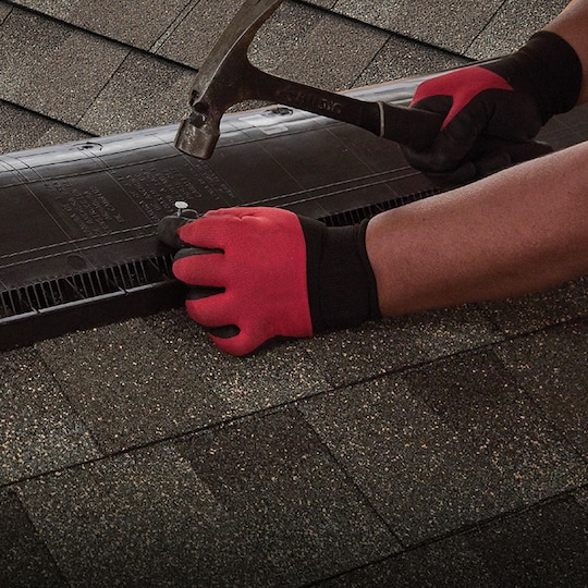 Shaded images of a roll of Cobra Ridge Runner exhaust vent for roof