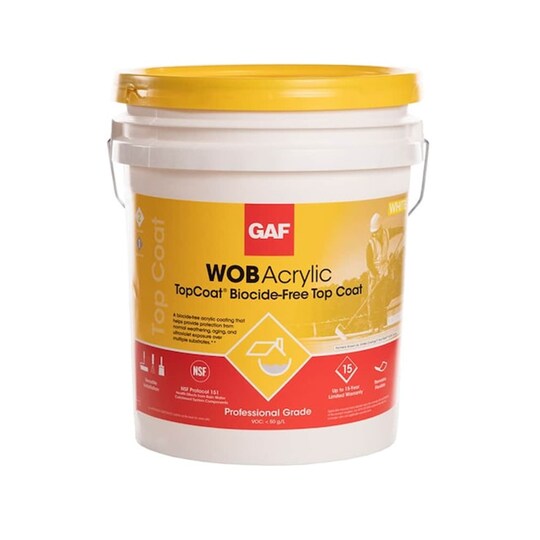 Bucket of GAF WOB Acrylic TopCoat®.