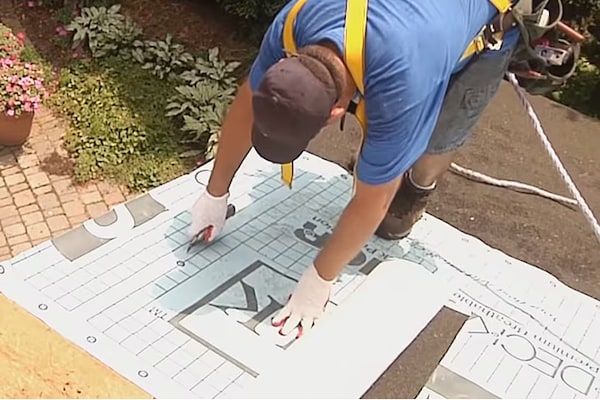 A roofer installs GAF Deck-Armor™ Premium Roof Deck Protection underlayment