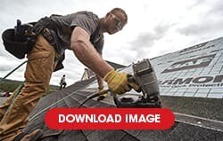 GAF certified contractor on roof nailing in new LayerLock large nail zone