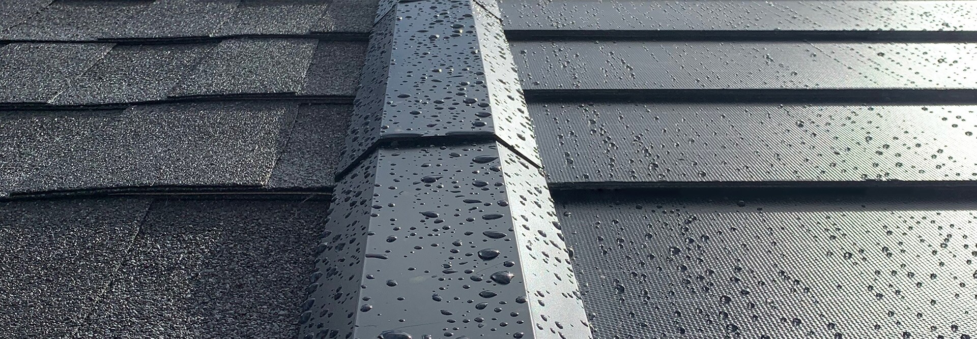 Close up view of solar roofing tiles from GAF Energy.