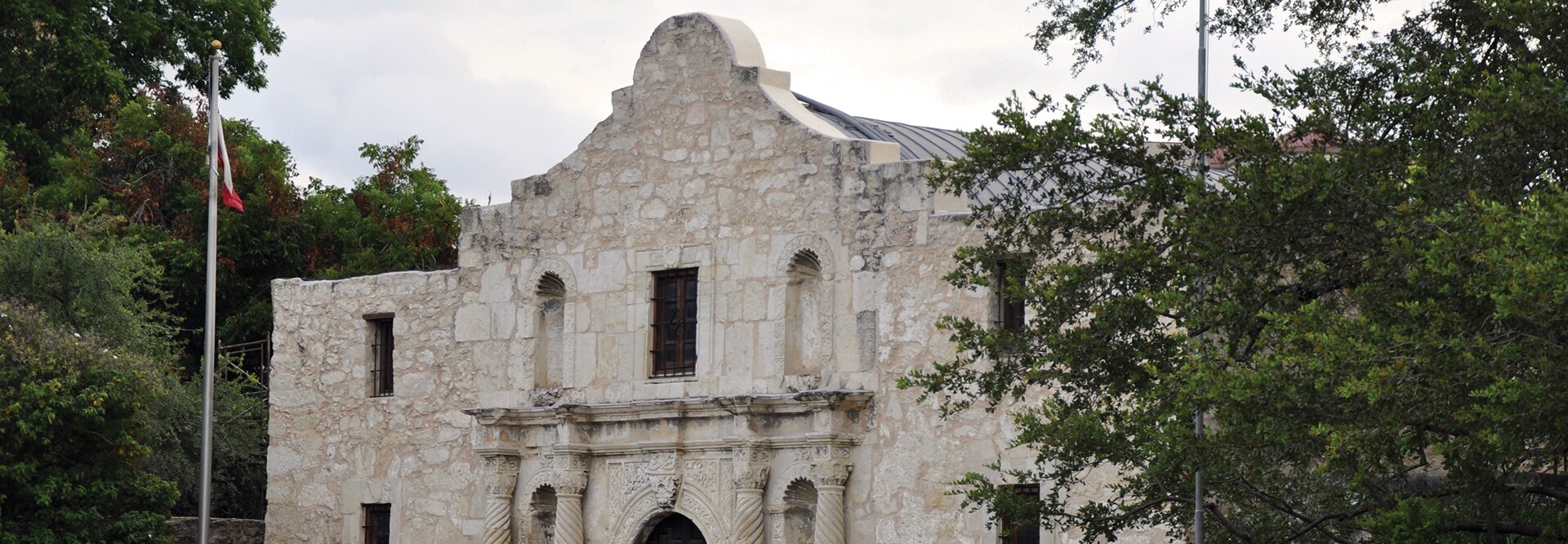 Aerial view of the Alamo Shrine building with GAF roof coatings