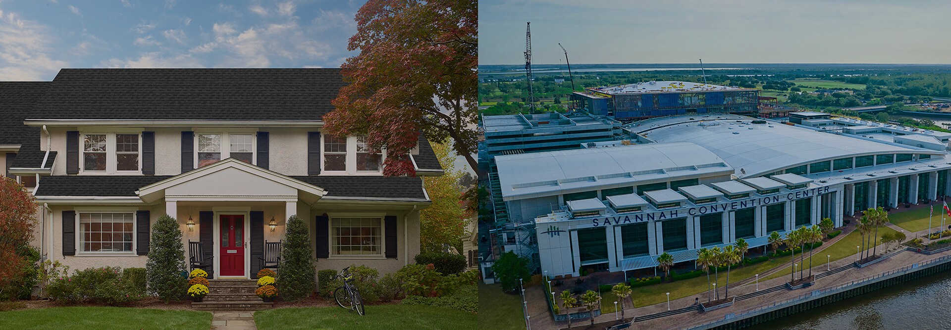Single family home with GAF roofing shingles and commercial building with new GAF roof