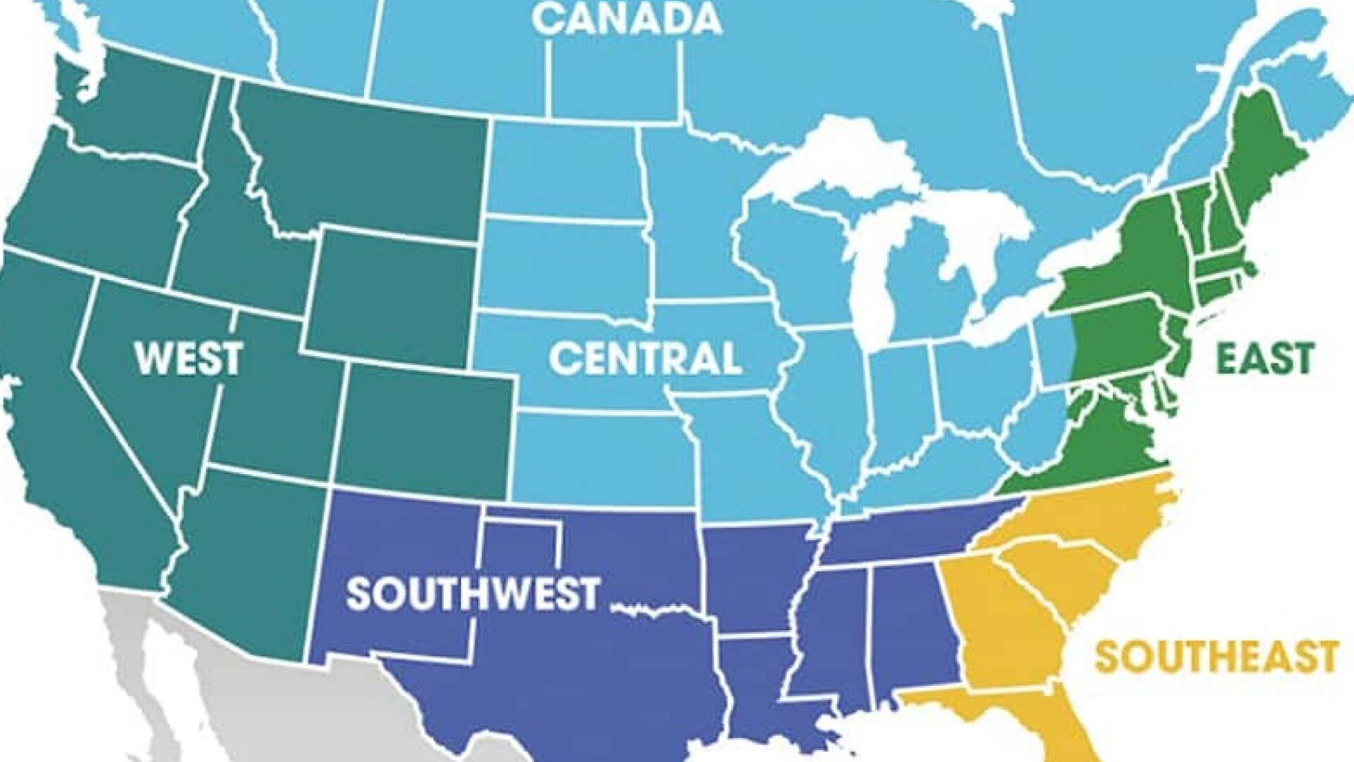 GAF Commercial customer care regionalized territory map