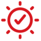 Checkmark inside a sun icon