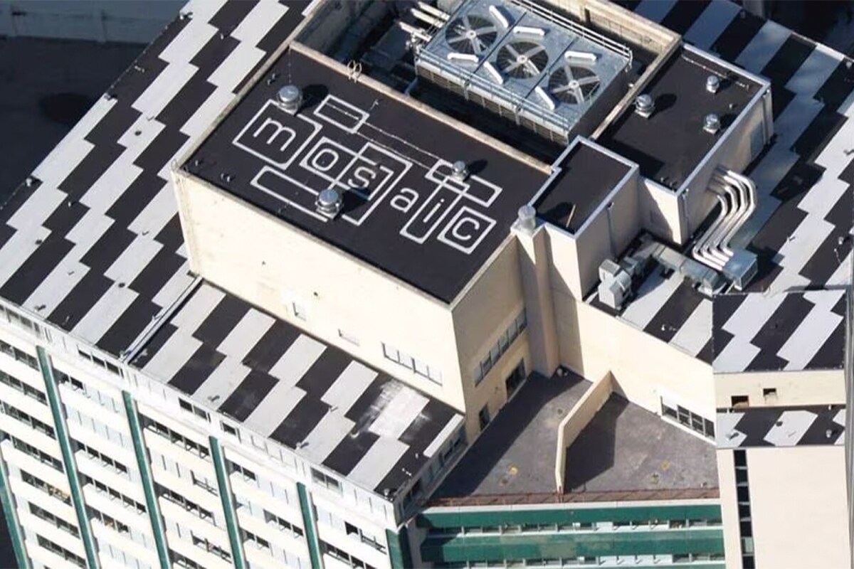 The new GAF roof system on the Mosaic Ultra Urban Living Apartments, one of Dallas' most-striking high-rise residential communities.