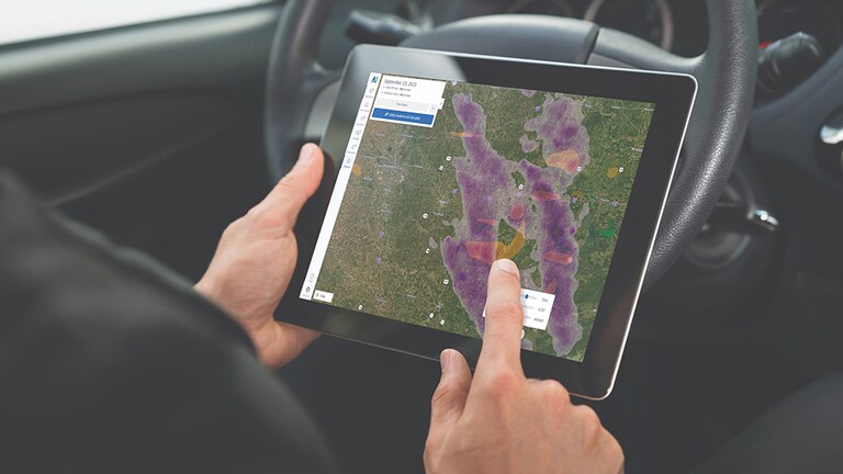 Tablet showing future weather forecasts from GAF WeatherHub