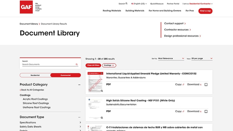 Image of the GAF Document library.