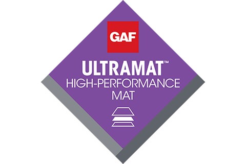 GAF Purple Diamond logo for the Ultramat High Performance MAt Product Technology
