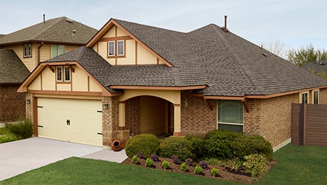 A house with Timberline UHDZ Barkwood shingles