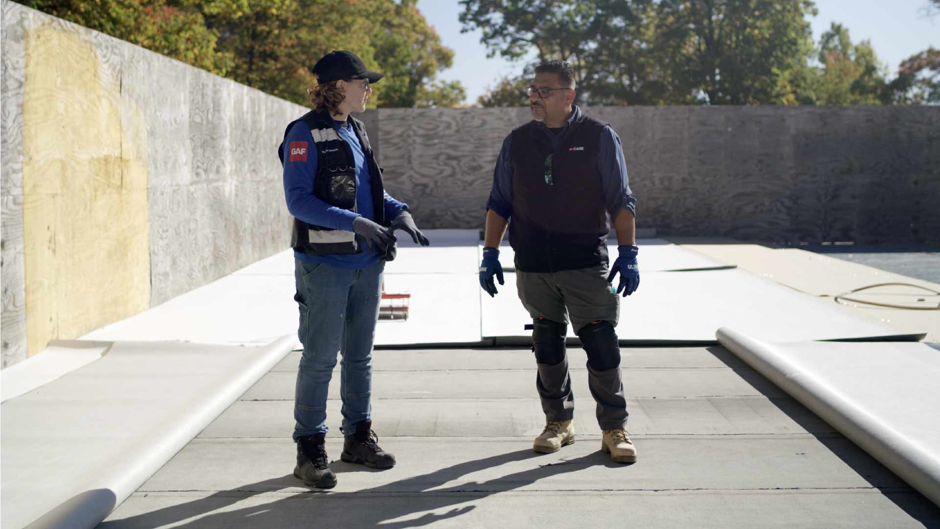 Dave and Wally talk about installing multi-ply redundancy in a hybrid roofing assembly, using low-rise foam to fully adhere fleece-back TPO, PVC or KEE over a modified bitumen base layer.  